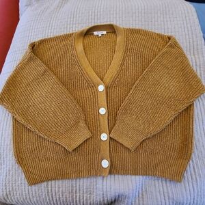 Madewell Cotton Mustard Cardigan Sweater Plus 2x